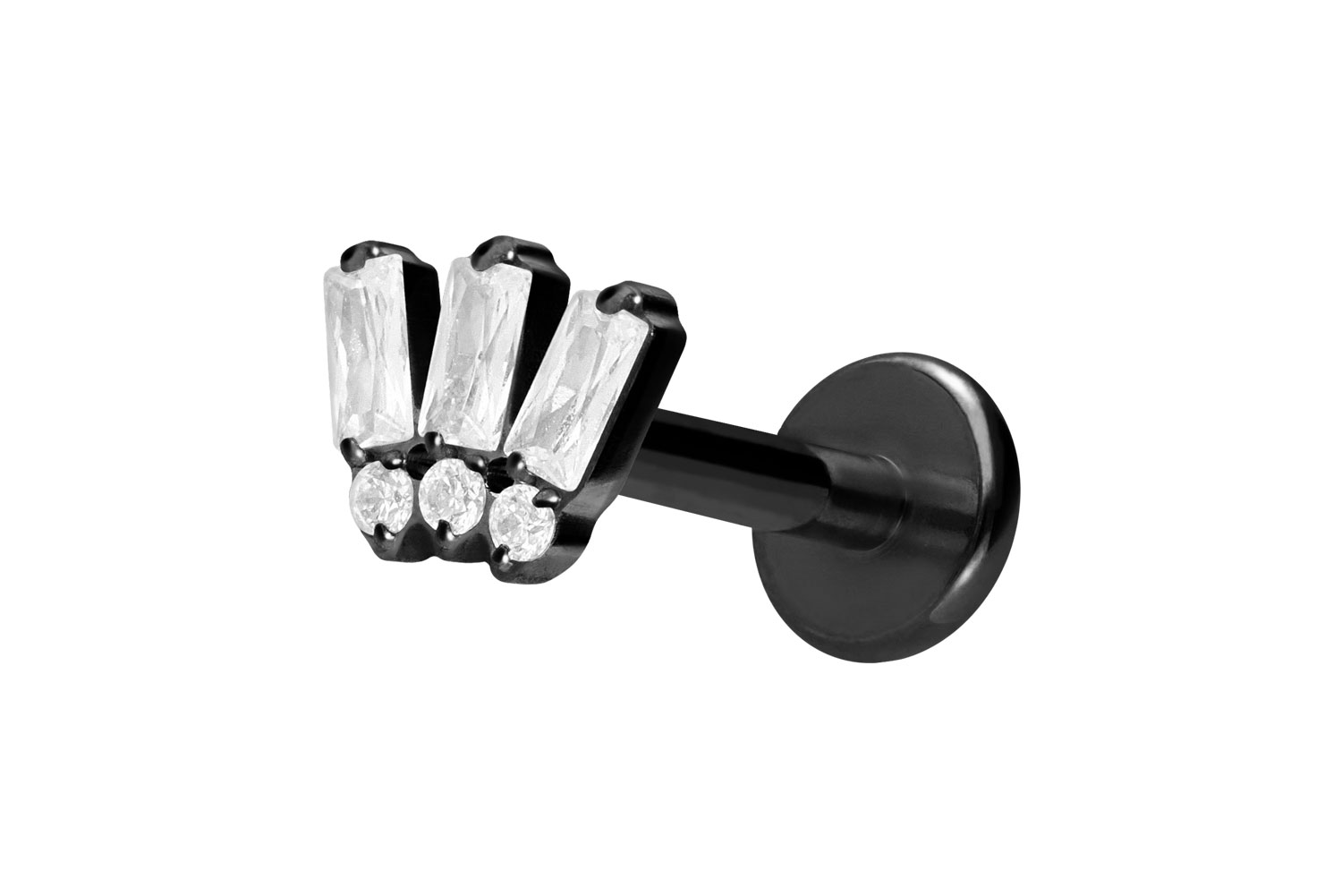 Titan Labret Piercing mit Push Fit 6 EINGEFASSTE KRISTALLE